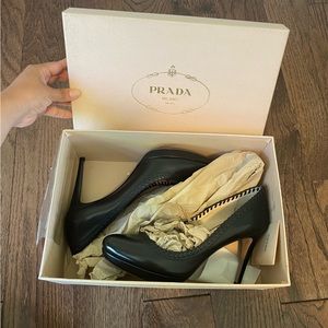 Prada Black braided heels